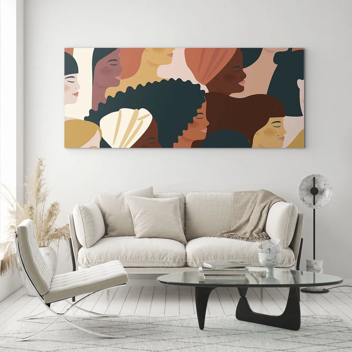 Schilderen op glas - Alleen vrouwelijkheid - 100x40 cm