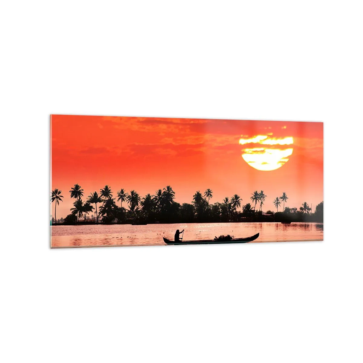 Schilderen op glas - De rust van de tropen bij zonsondergang - 120x50 cm