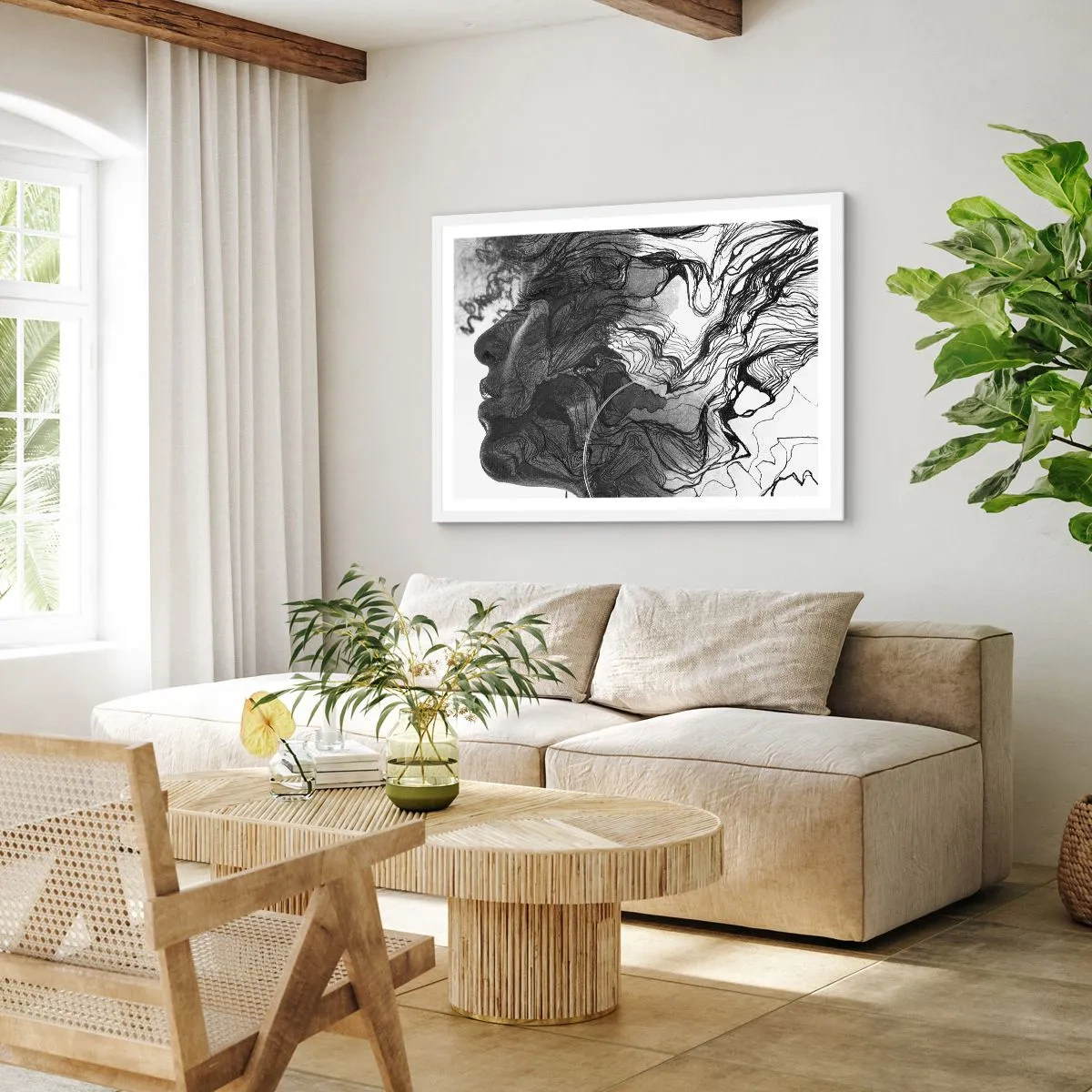 Poster in een witte lijst - Verstrikt in dromen - 100x70 cm