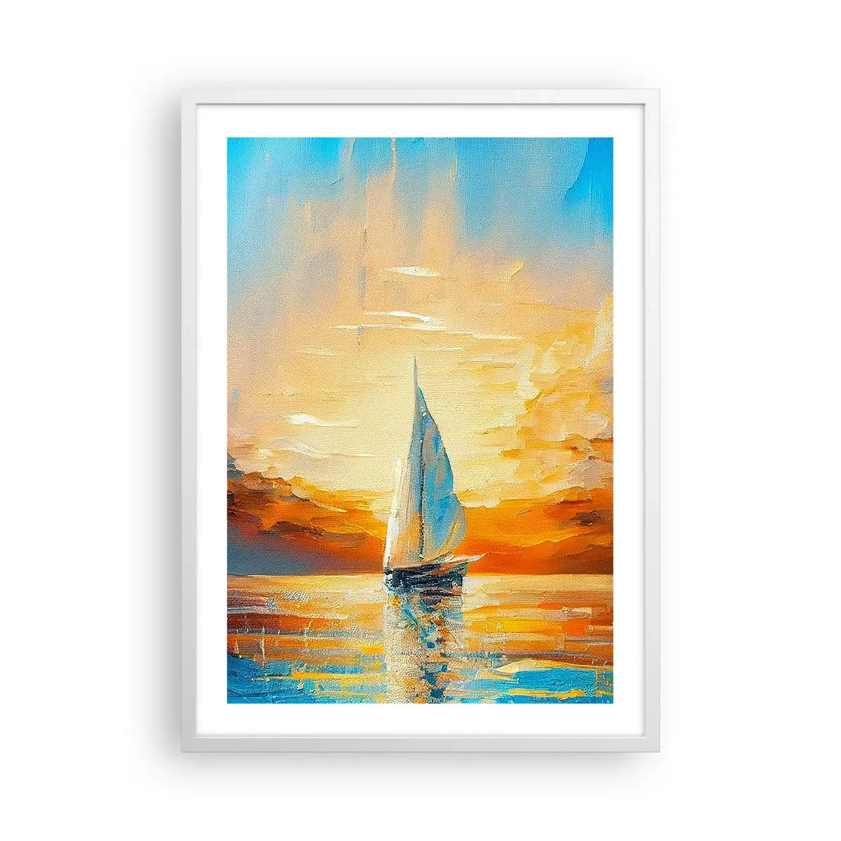 Poster in een witte lijst - Zeilen in goud - 50x70 cm