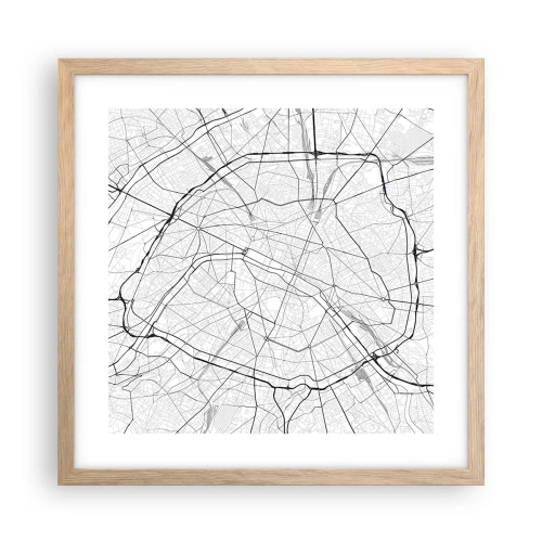 Een poster in een licht eiken lijst - Parijs bloem - 40x40 cm
