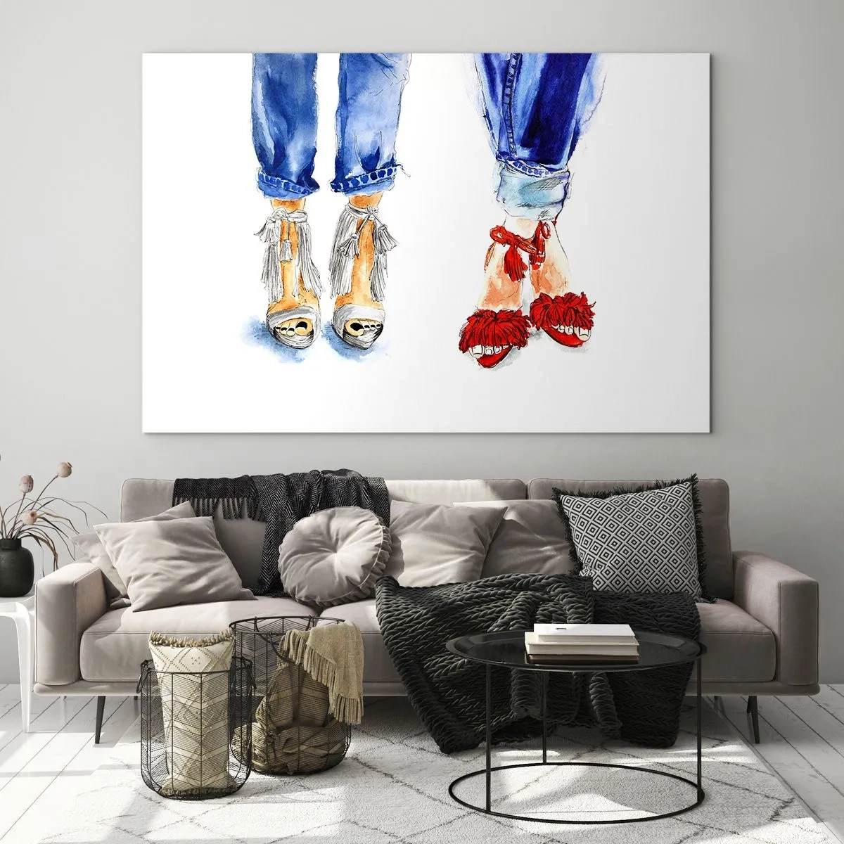 Schilderen op glas - Misschien gaan we wandelen? - 100x70 cm