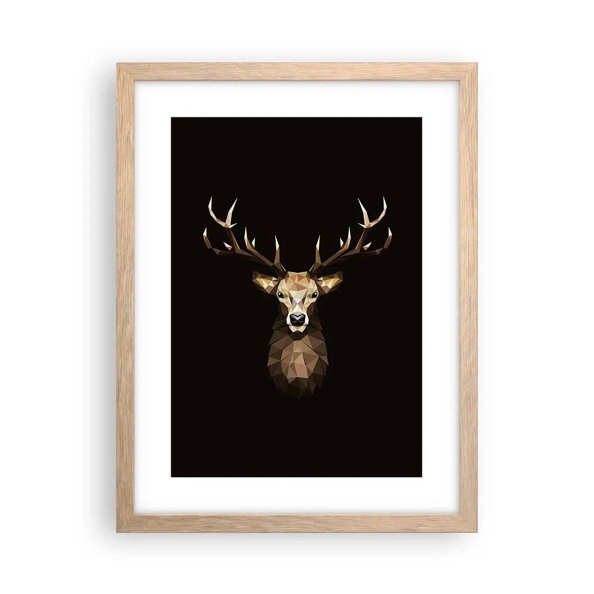 Een poster in een licht eiken lijst - Kubistische herten - 30x40 cm