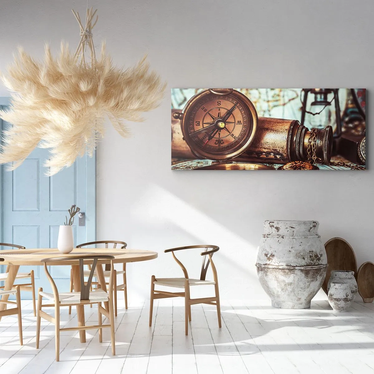 Schilderen op canvas - Een piratenavontuur in het Caribisch gebied wacht op je - 120x50 cm