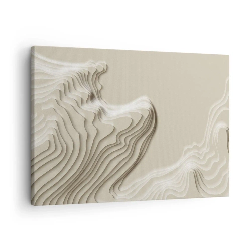 Schilderen op canvas - Een abstract patroon in beige tinten met een lineair effect. - 70x50cm - Kunst topografie - Moderne wanddecoratie voor woonkamer en slaapkamer ARTTOR
