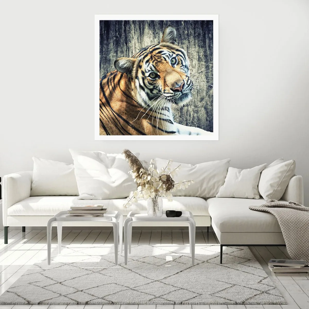 Poster - Portret in stromen van licht - 60x60 cm