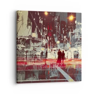 Schilderen op canvas - Een grote stadsoversteek - 30x30 cm