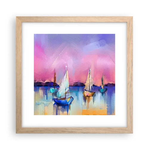 Een poster in een licht eiken lijst - Richting: breed water - 30x30 cm