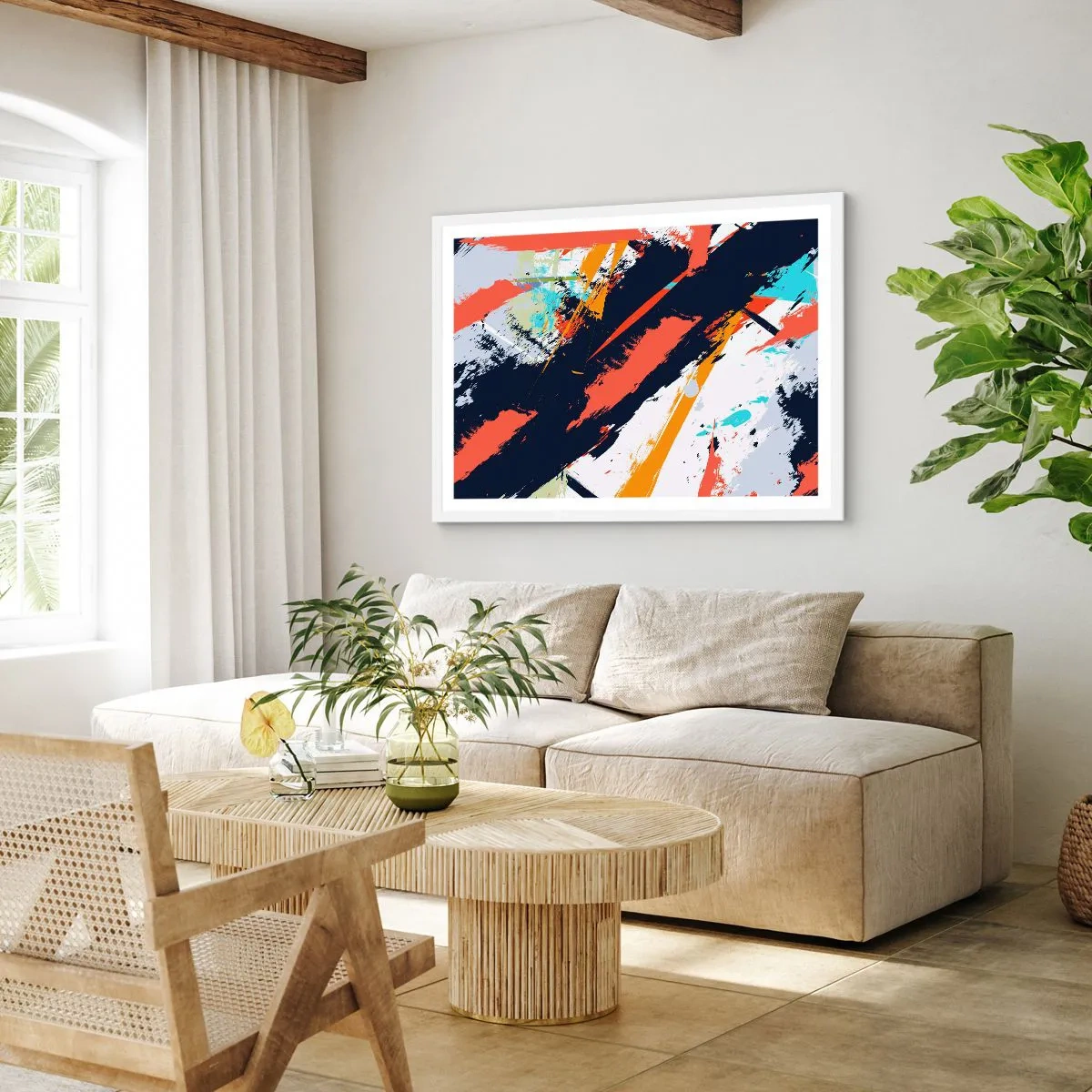 Poster in een witte lijst - Dynamische compositie - 50x40 cm