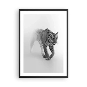 Poster in een zwarte lijst - Gehurkt in de mist - 50x70 cm