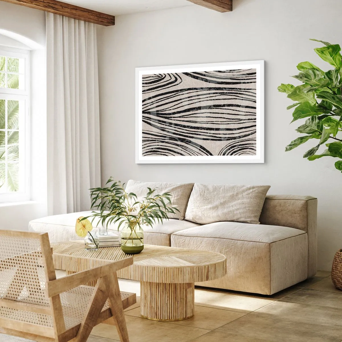 Poster in een witte lijst - Lijnoverstromingsvlakte - 50x40 cm