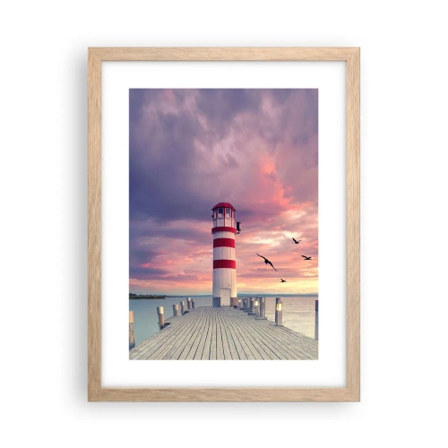 Een poster in een licht eiken lijst - Het is tijd naar de haven te gaan - 30x40 cm