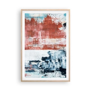 Een poster in een licht eiken lijst - Fifty Fifty abstract - 61x91 cm