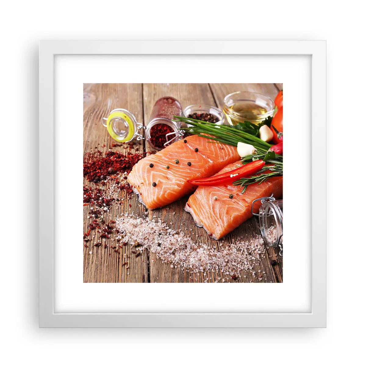 Poster in een witte lijst - Noors avontuur in de keuken - 30x30 cm