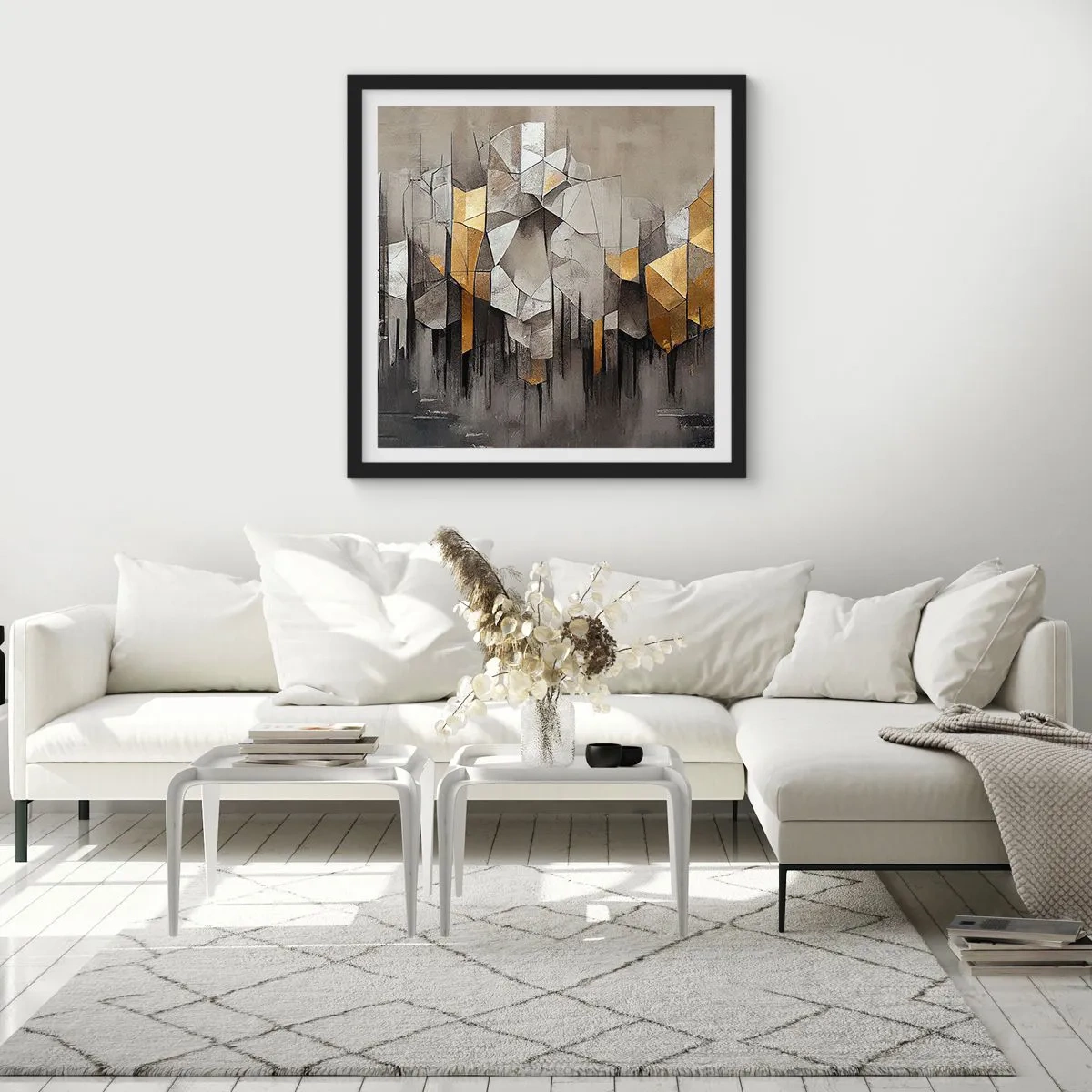 Poster in een zwarte lijst - Compositie van ijs en licht - 50x50 cm