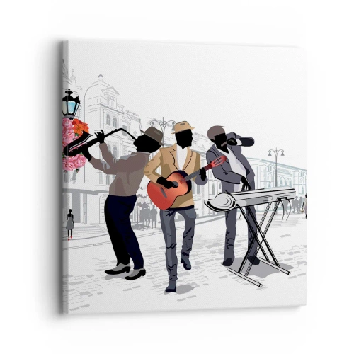 Schilderen op canvas - Straatmuziek - 30x30 cm