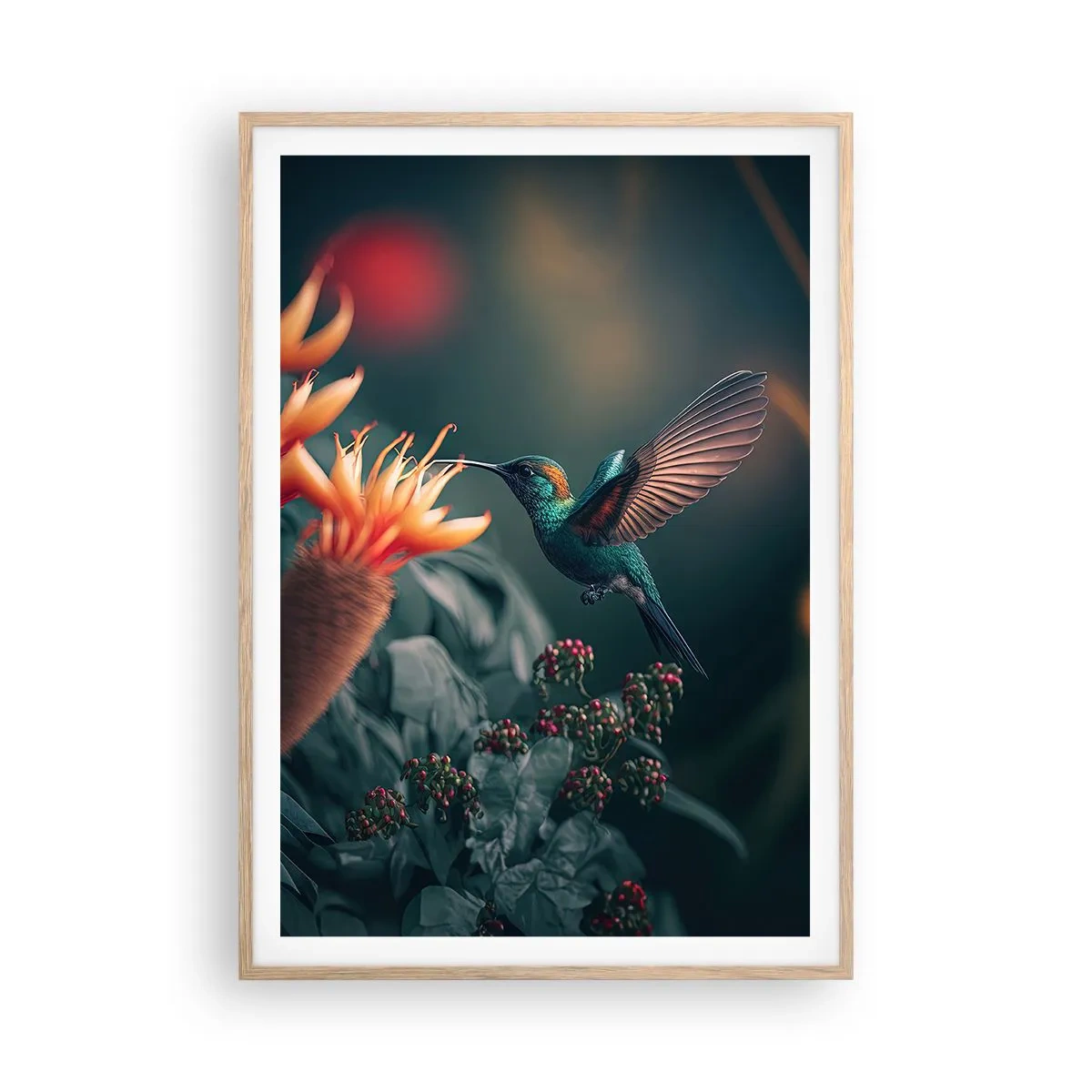 Een poster in een licht eiken lijst - een werkelijk kleurrijk leven - 70x100 cm