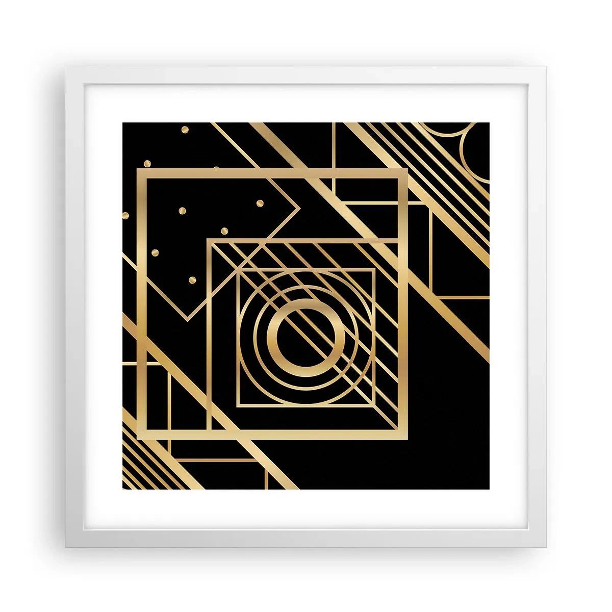 Poster in een witte lijst - Gouden geometrie - 40x40 cm