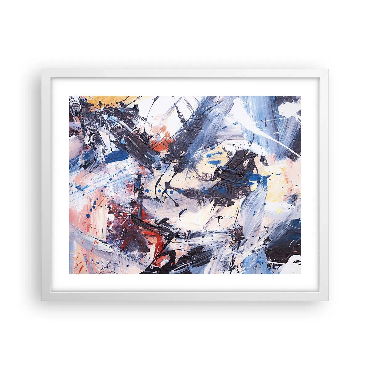 Poster in een witte lijst - Gekke dans van abstractie - 50x40 cm