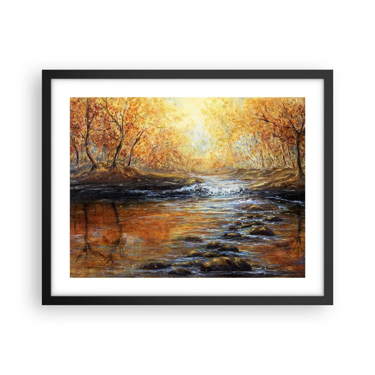 Poster in een zwarte lijst - De gouden stroom - 50x40 cm