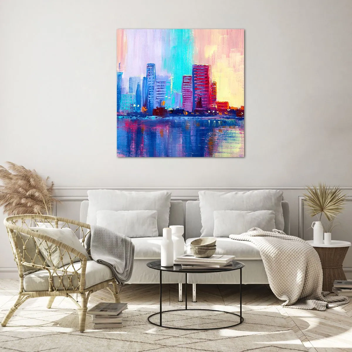 Schilderen op glas - Badend in kleuren - 30x30 cm