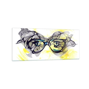Schilderen op glas - Door een blauwe bril - 120x50 cm