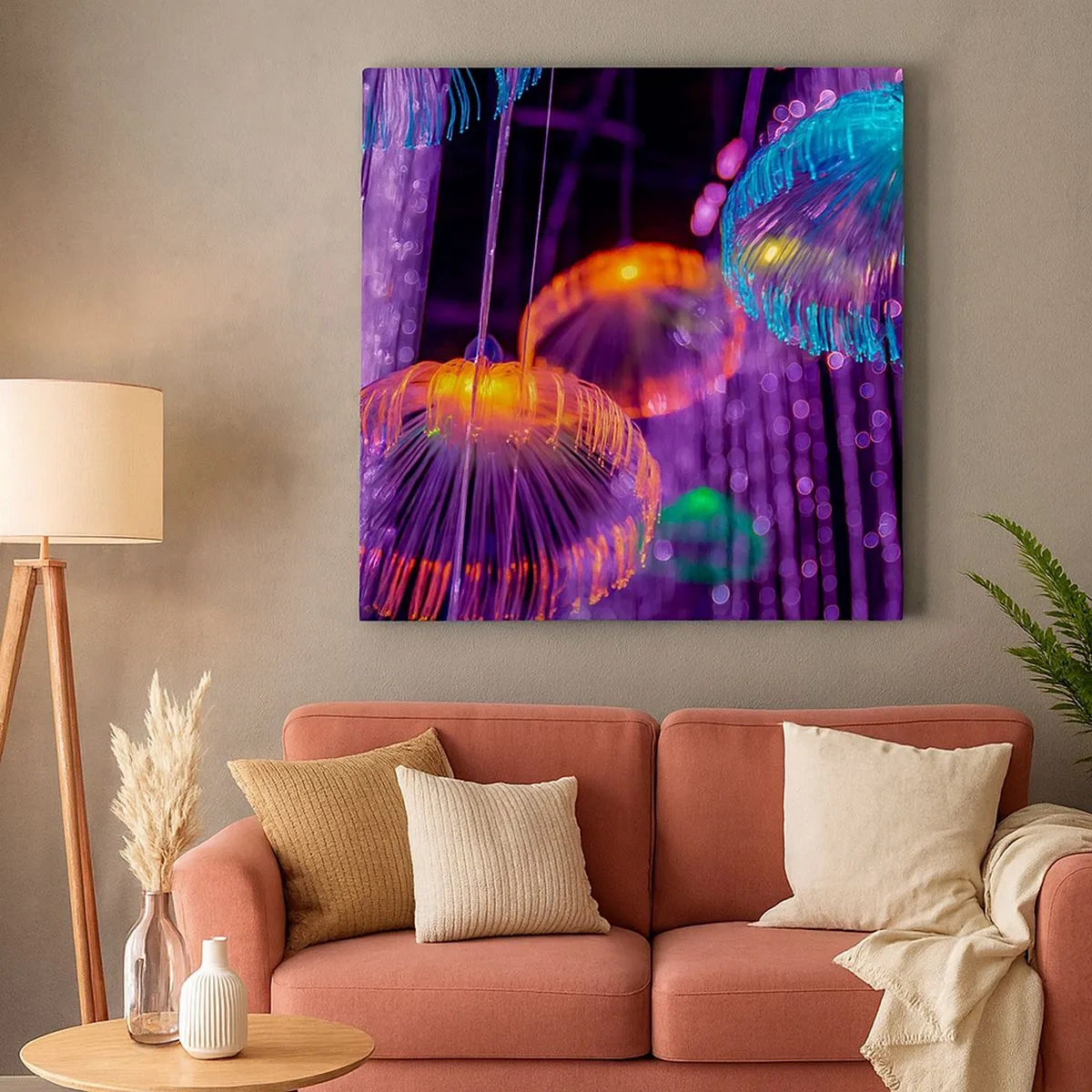 Schilderen op canvas - Lichte fontein - 30x30 cm