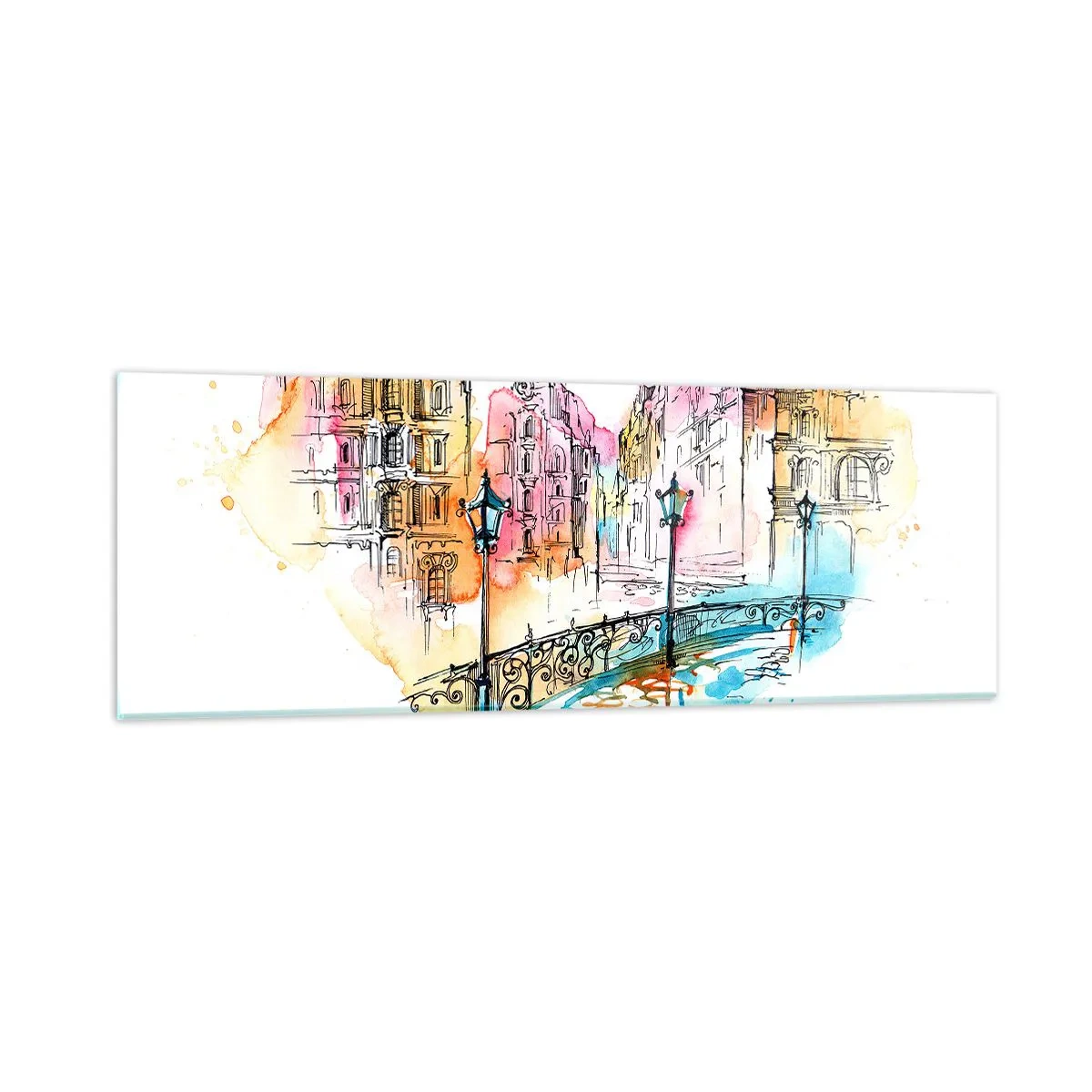 Schilderen op glas - Het hart van de stad - 90x30 cm
