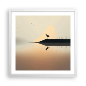 Poster in een witte lijst - Heer op het meer - 50x50 cm