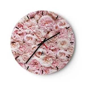 Wandklok - Klok - Een dicht boeket lichtroze rozen in volle bloei - 30x30cm - Een bed van rozen - Moderne wanddecoratie voor woonkamer, keuken en slaapkamer ARTTOR