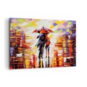 Schilderen op canvas - Samen door de nacht en regen - 100x70 cm