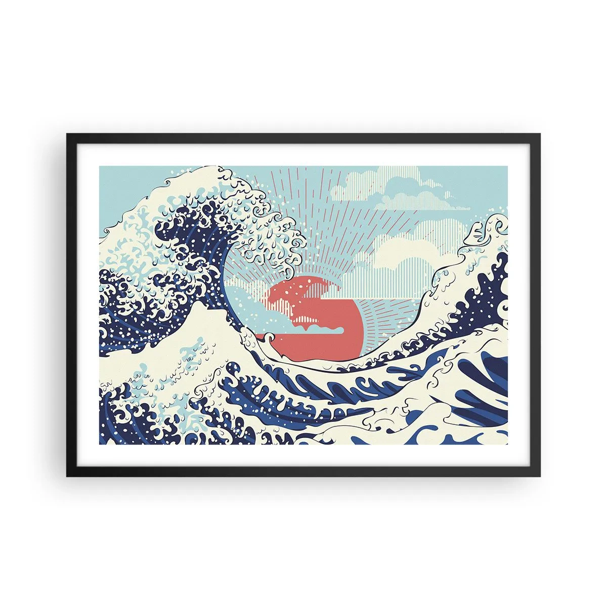 Poster in een zwarte lijst - Van Japanse inspiratie - 70x50 cm