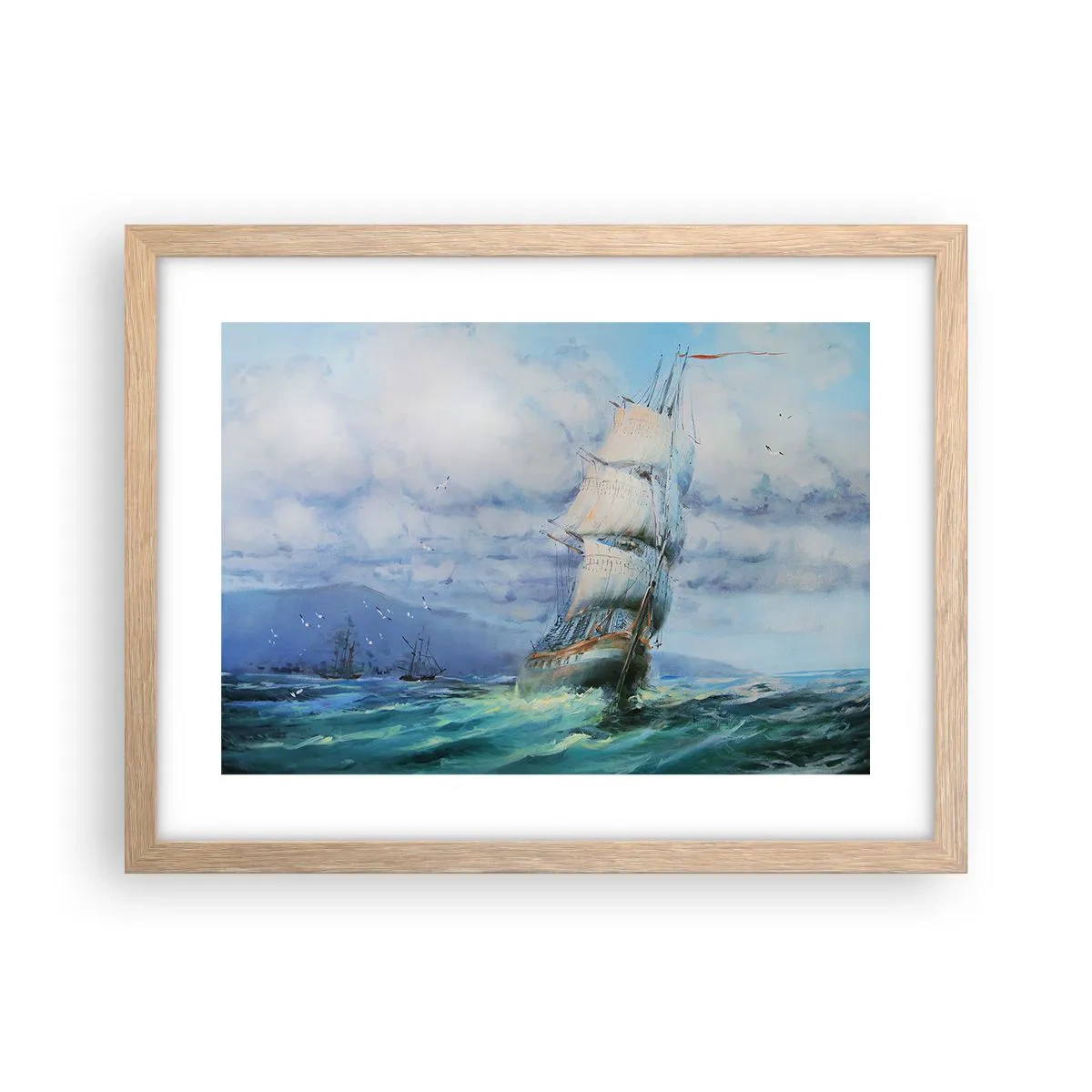 Een poster in een licht eiken lijst - Goede wind - 40x30 cm