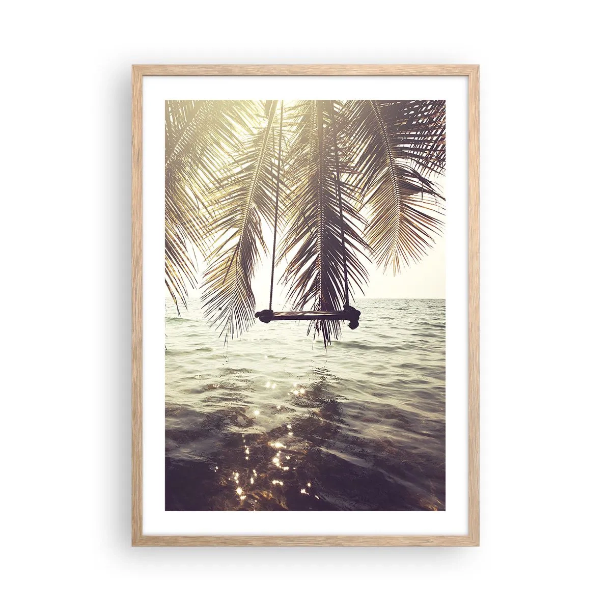 Een poster in een licht eiken lijst - Je kunt naar believen in de wolken slingeren - 50x70 cm