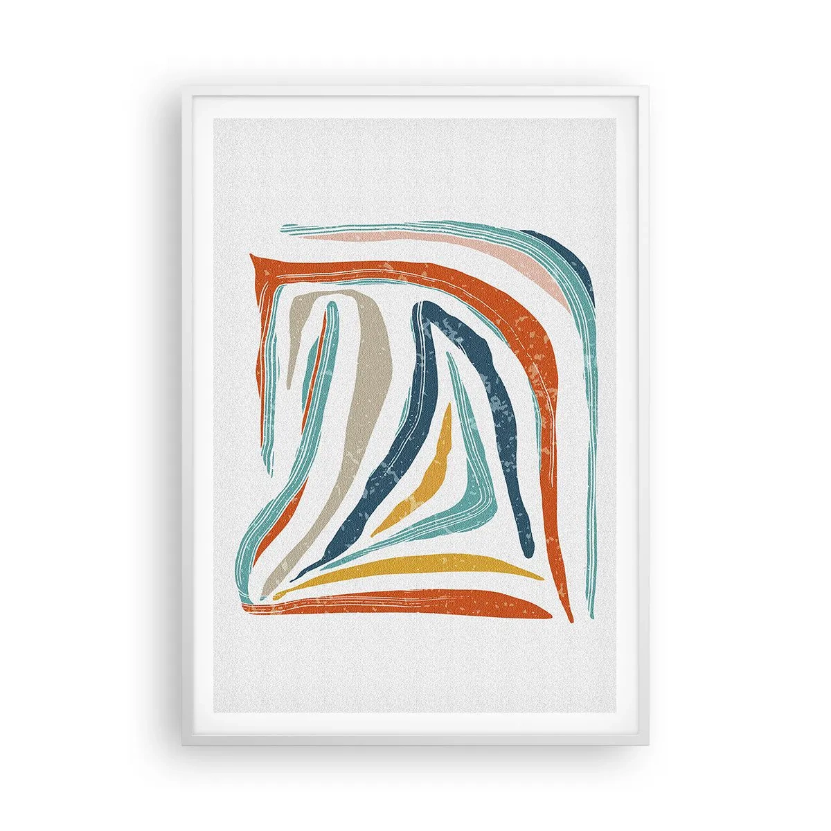Poster in een witte lijst - Abstractie met een vriendelijke glimlach - 70x100 cm