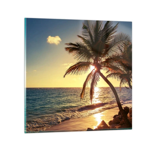 Schilderen op glas - Zomer onder de palmbomen - 70x70 cm
