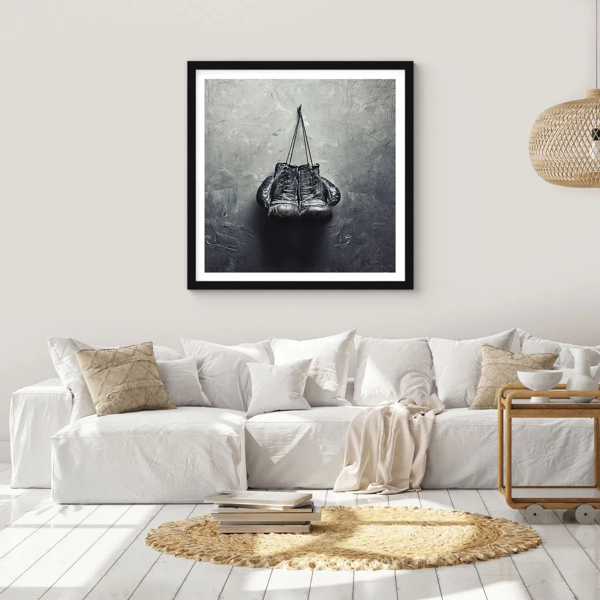 Poster in een zwarte lijst - Tijd van strijd en Tijd van vrede - 60x60 cm