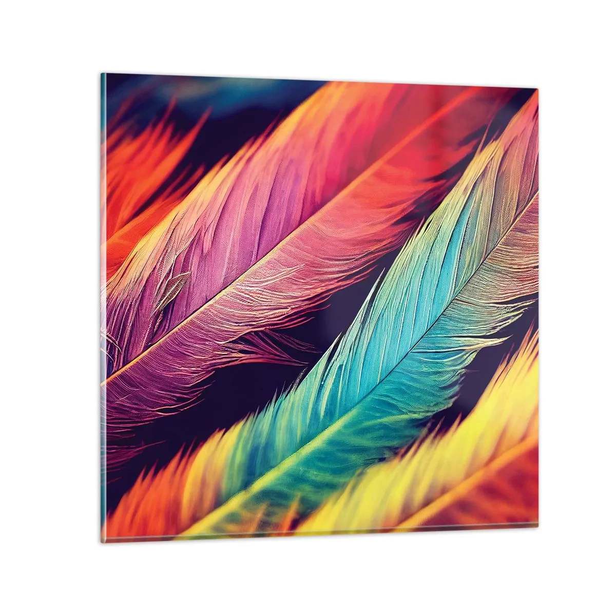 Schilderen op glas - Gevederde regenboog - 30x30 cm