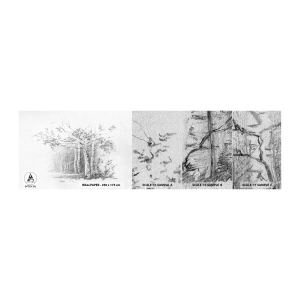 Fotobehang Monster Premium Sand - Het licht van het berkenbos - Woud, Berk, Bomen - 100x30 cm