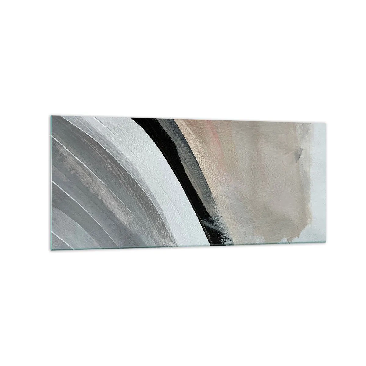 Schilderen op glas - Compositie: boog van zwart en grijs - 120x50 cm