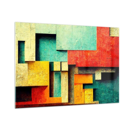 Schilderen op glas - Festival van rechte hoeken - 100x70 cm