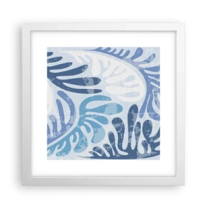 Poster in een witte lijst - Blauwe varens - 30x30 cm