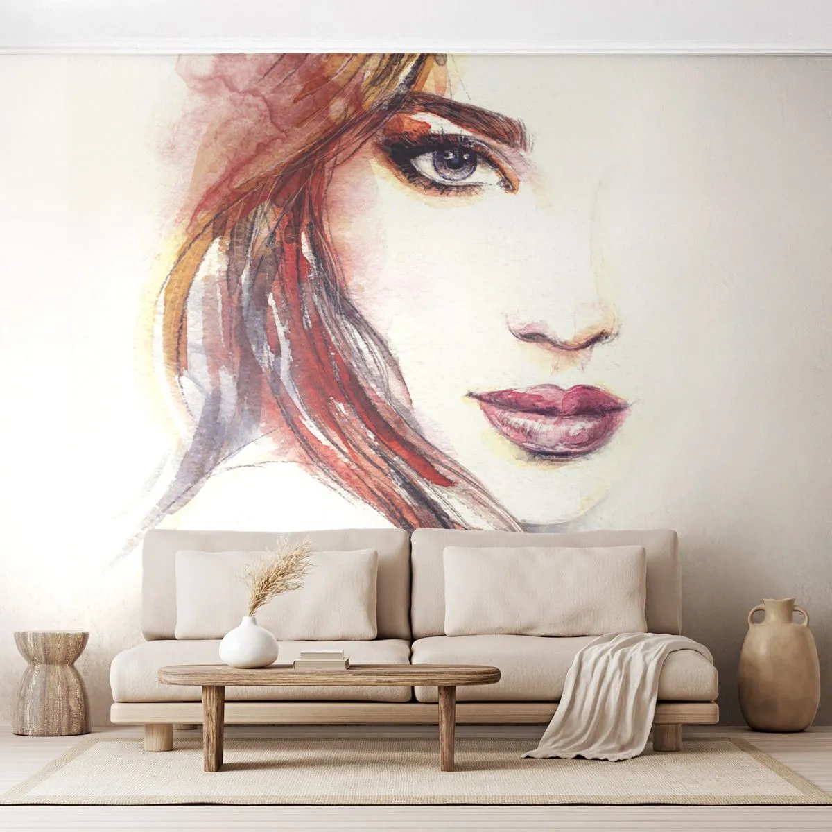 Zelfklevend Fotobehang Deluxe Sticker - Vademecum - volg mij - Vrouw, Portret van een vrouw, Mooi gezicht - 250x175 cm