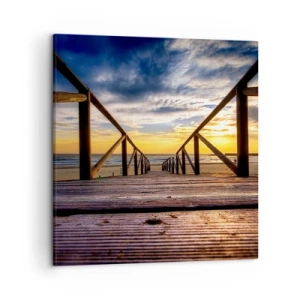 Schilderen op canvas - Rechtstreeks naar het rustige strand bij zonsondergang - 50x50 cm