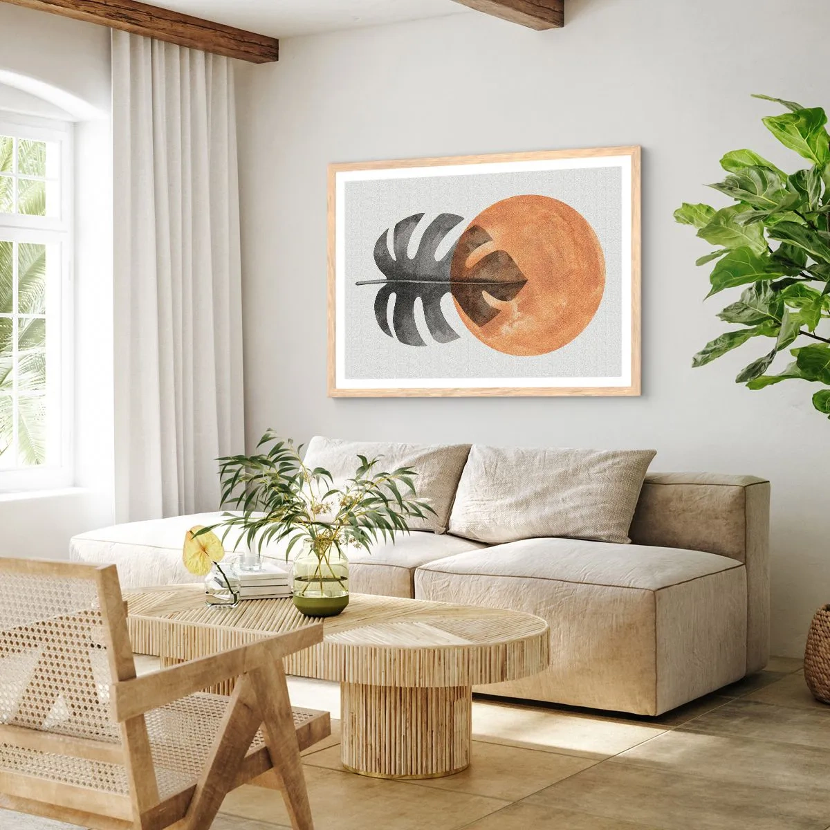 Een poster in een licht eiken lijst - Altijd de zon - 100x70 cm