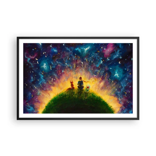 Poster in een zwarte lijst - Liefde en vriendschap - de hele wereld - 91x61 cm