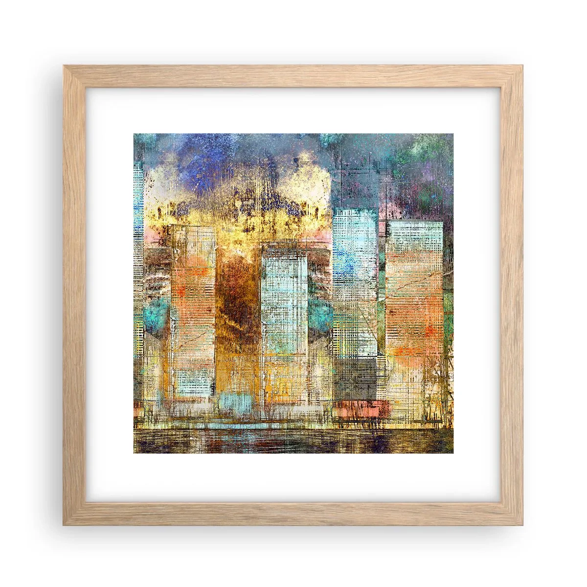 Een poster in een licht eiken lijst - Een zonnige metropool - 30x30 cm