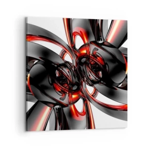 Schilderen op canvas - Beweging in grafiet en rood - 60x60 cm