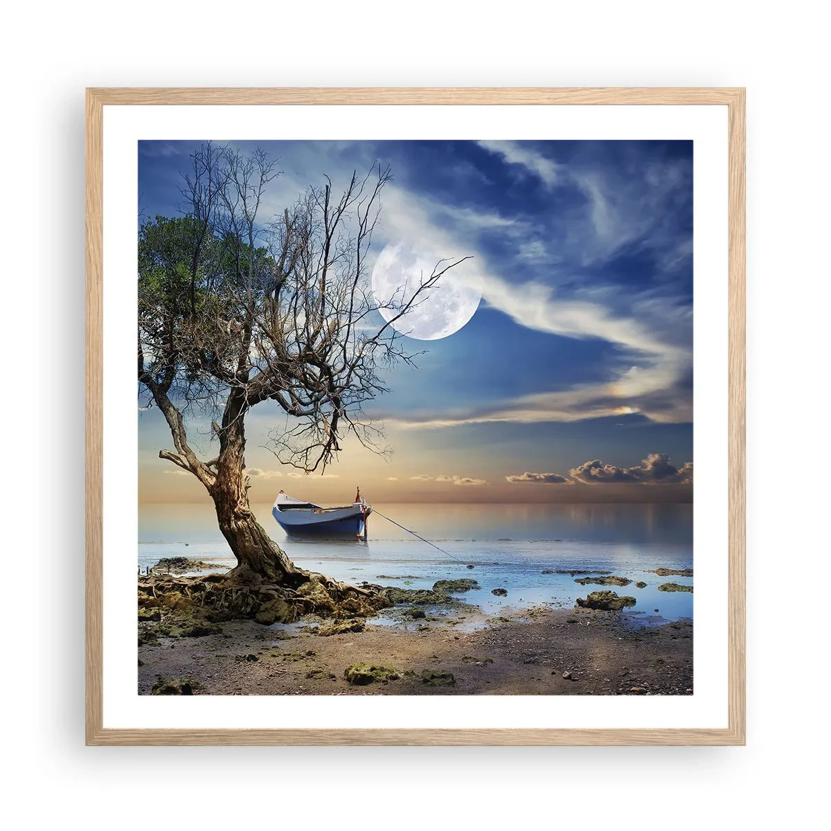 Een poster in een licht eiken lijst - Is dit het einde of het begin? - 60x60 cm