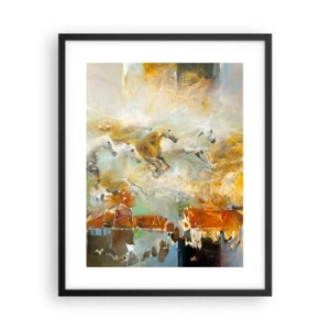 Poster in een zwarte lijst - Galopperen door het licht - 40x50 cm